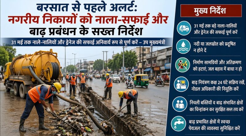 बरसात से पहले अलर्ट: नगरीय निकायों को नाला-सफाई और बाढ़ प्रबंधन के सख्त निर्देश